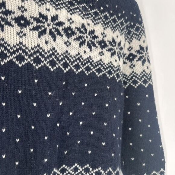Y2K Hollister Women’s Fair Isle Nordic Navy Blue White Cardigan Size S Wool Blen - Picture 6 of 10